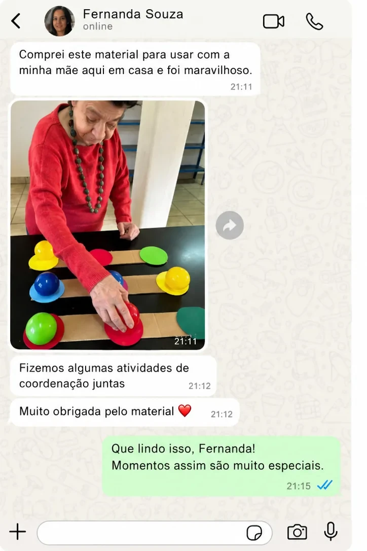 Momento real de uso das atividades — Filha e cuidadora