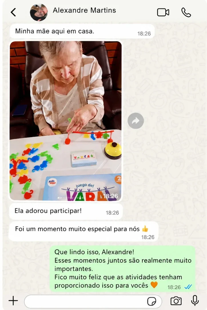 Momento real de uso das atividades — Familiar